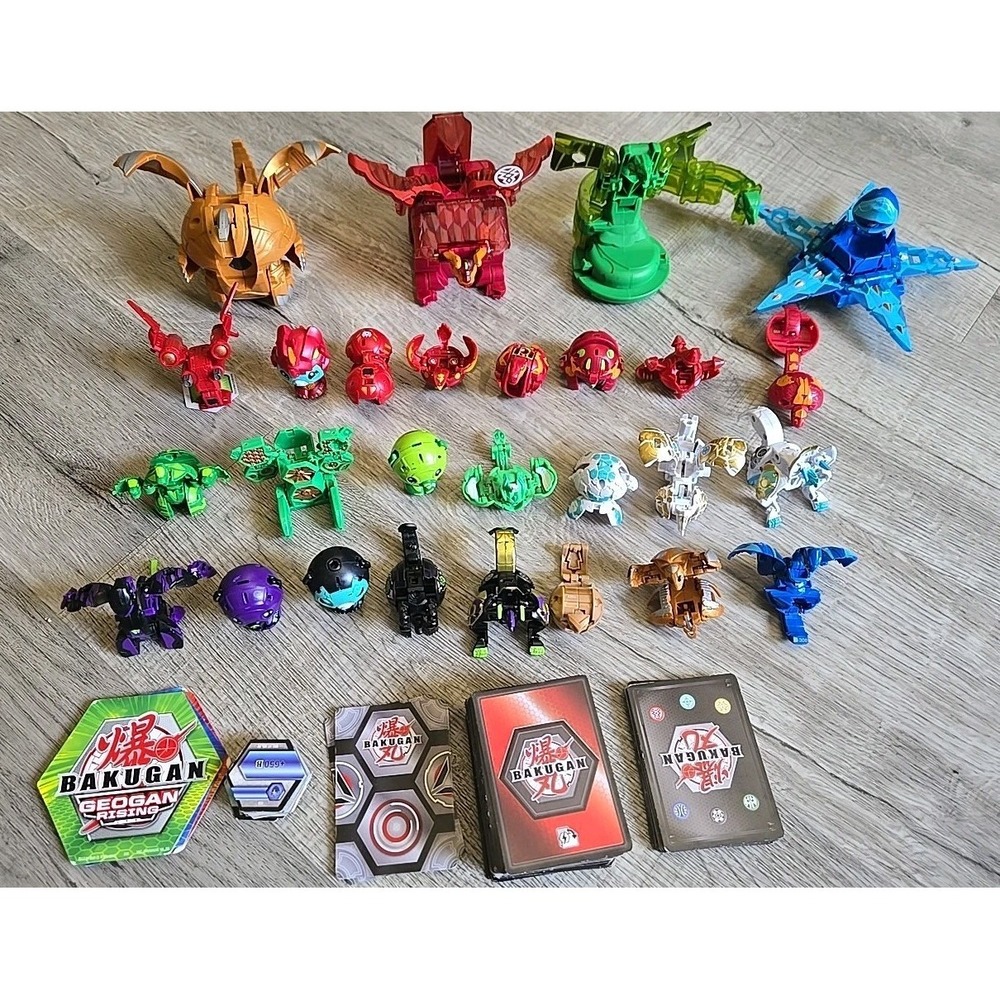 Huge Lot of 27 Bakugan Figurines + Magnetic BakuCores, Character / Ability Cards